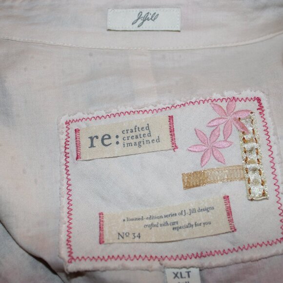 J Jill Re Crafted Vintage Floral Print Light Eyelet Jacket Size XL - Picture 6 of 6